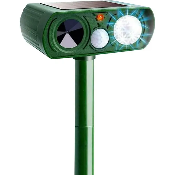 2023 Solar Ultrasonic in Repellent Defender Rat, Squirrel, Deer, Raccoon, Skunk, Rabbit, Mole, Dog, Cat, Waterproof with Motion Detector Green