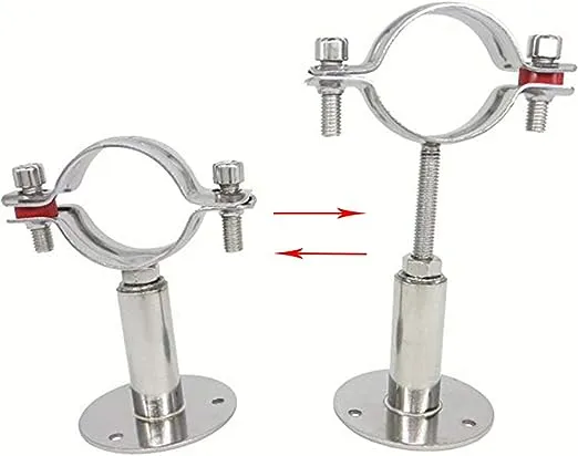 QWORK 2" Wall Mount Ceiling Mount Pipe Support, 1 Pack Adjustable Stainless Steel Bracket Clamp, Ideal for Pipe, Tube or Rod Fixing