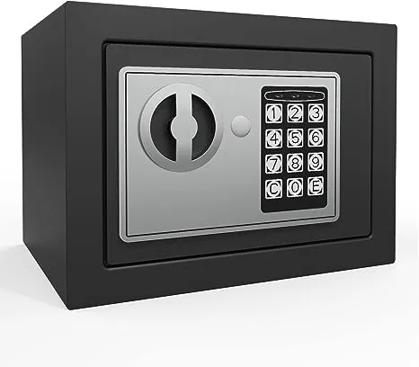Goldenkey Home Safe for Money, Digital Small Money Safe for Cash and Coin, Security Kids Safe Bank with Keys&Code Mini Safe Box for Home, House, Hotel, Black