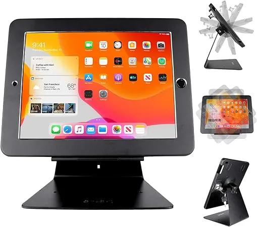 CarrieCathy Desktop Anti-Theft Security Kiosk POS Stand Holder Enclosure for 10.2" 2021 iPad 9th Gen 2020 iPad 8th Gen 2019 iPad 7th Gen