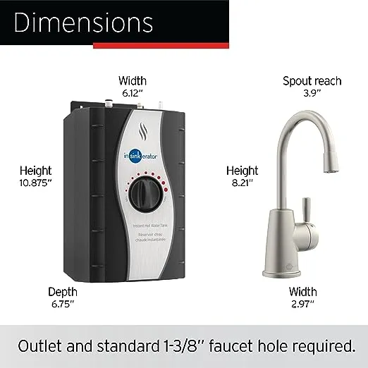 HOT250 Instant Hot Water Dispenser, Single-Handle Matte Black 8.21 in. Faucet with 2/3-Gallon Tank, H250MBLK-SS