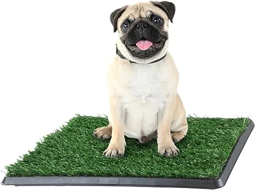 Artificial Grass Puppy Pad for Dogs and Small Pets - Reusable Potty-Training Pad with Tray - Dog Housebreaking Supplies by PETMAKER (16 x 20)