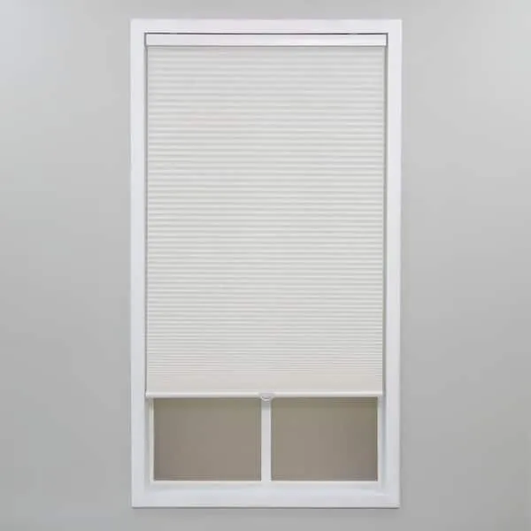 Cut-to-Width White Cordless Light Filtering Polyester 3/8 in. Cellular Shade 39 in. W x 64 in. L