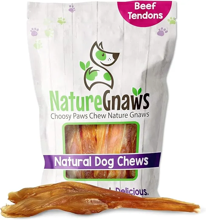Nature Gnaws 100% Natural Beef Tendon Dog Chews 7-11 inch (6 Count), Size: Large