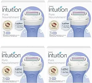 Schick Intuition Pure Nourishment Womens Razor Refills with Coconut Milk and Almond Oil, 12 count