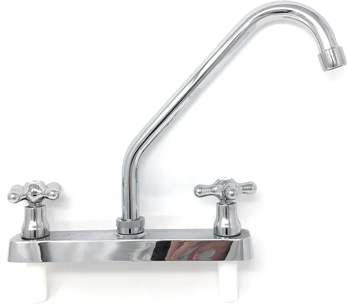 RV Mobile Motor Home Kitchen Sink Faucet Swivel Spout Chrome Finish 8&#034; Center