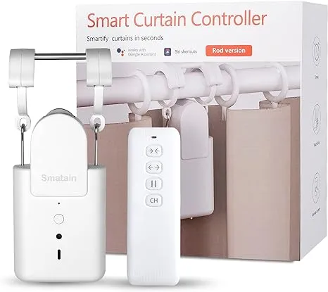 SMATAIN Automatic Curtain Opener Robot - Smart Curtains Home Device with Remote Control, Timer Switch, Voice Control, Manual Control