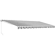 10 ft. Motorized UV Polyester Retractable Patio Awning in Grey and White