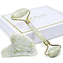 BAIMEI Jade Roller & Gua Sha Set Face Roller and Gua Sha Facial Tools for Skin Care Routine and Puffiness-Green