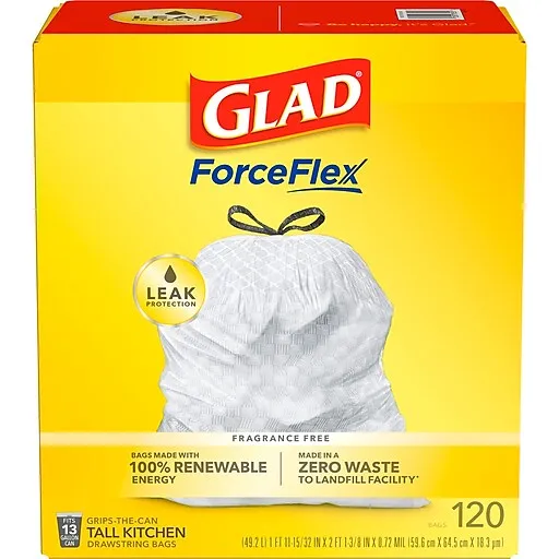 ForceFlex Tall Kitchen Drawstring Trash Bags Glad