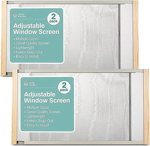 Home Intuition 2-Pack Adjustable Horizontal Window Screen 25-45 inches Wide, 15 Inches High