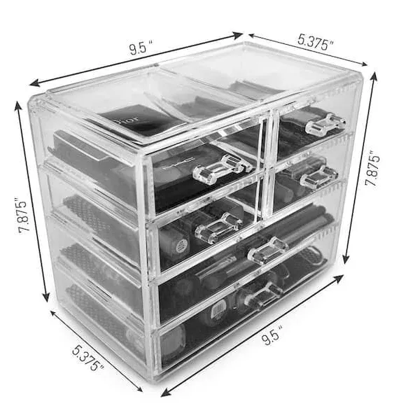 Sorbus Clear Makeup Organizer Display - Stylish Organization and Storage Case for Cosmetics, Jewelry & Hair Accessories - Space Saving Makeup Organizer for Vanity & Bathroom (2 Large, 4 Small Drawers)