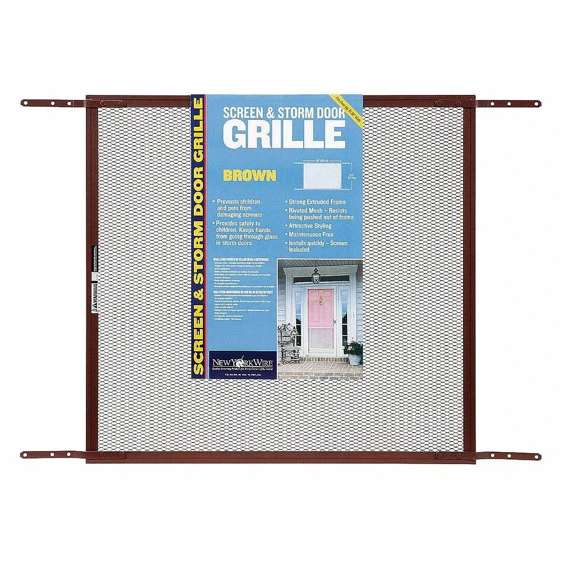Saint-Gobain ADFORS Brown Screen & Storm Door Grille, 24 Inches x 34 Inches - Durable Door Grille for Added Protection, Pet-Friendly - Brown