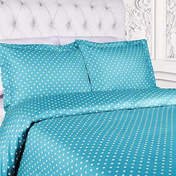 Superior 600 Thread Count Cotton Blend Polka Dot Luxury Plush Duvet Cover Set - White / King/California King