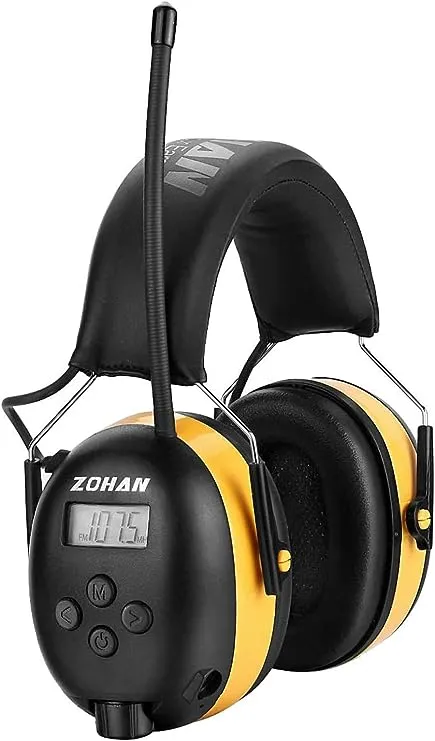 ZOHAN EM042 AM/FM Radio Headphone with Digital Display,Ear Protection Noise Reduction Safety Ear Muffs,ultra Comfortable Hearing Protector for Lawn