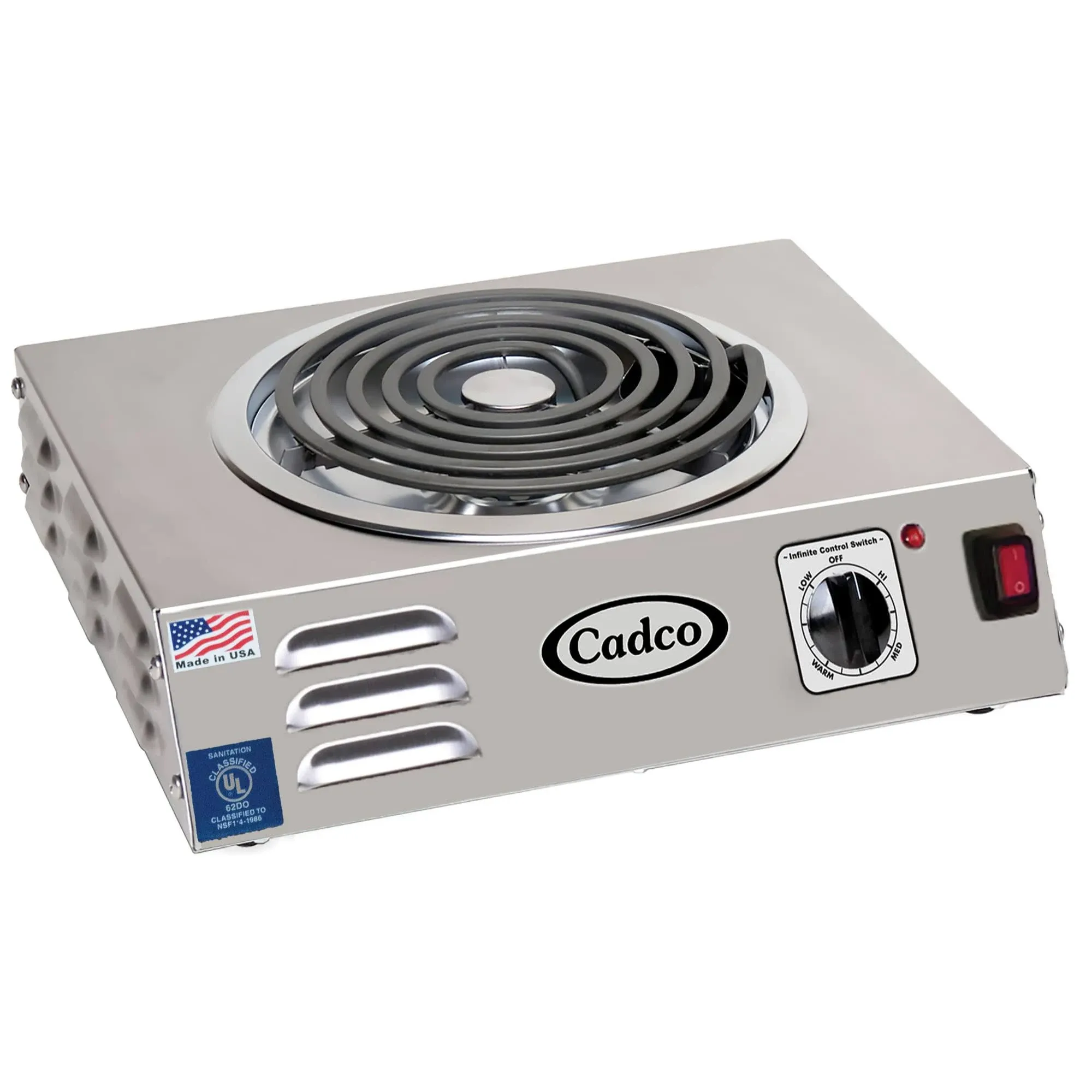 Cadco CSR-3T 1-Burner Stainless Hot Plate, 120 V, 14"