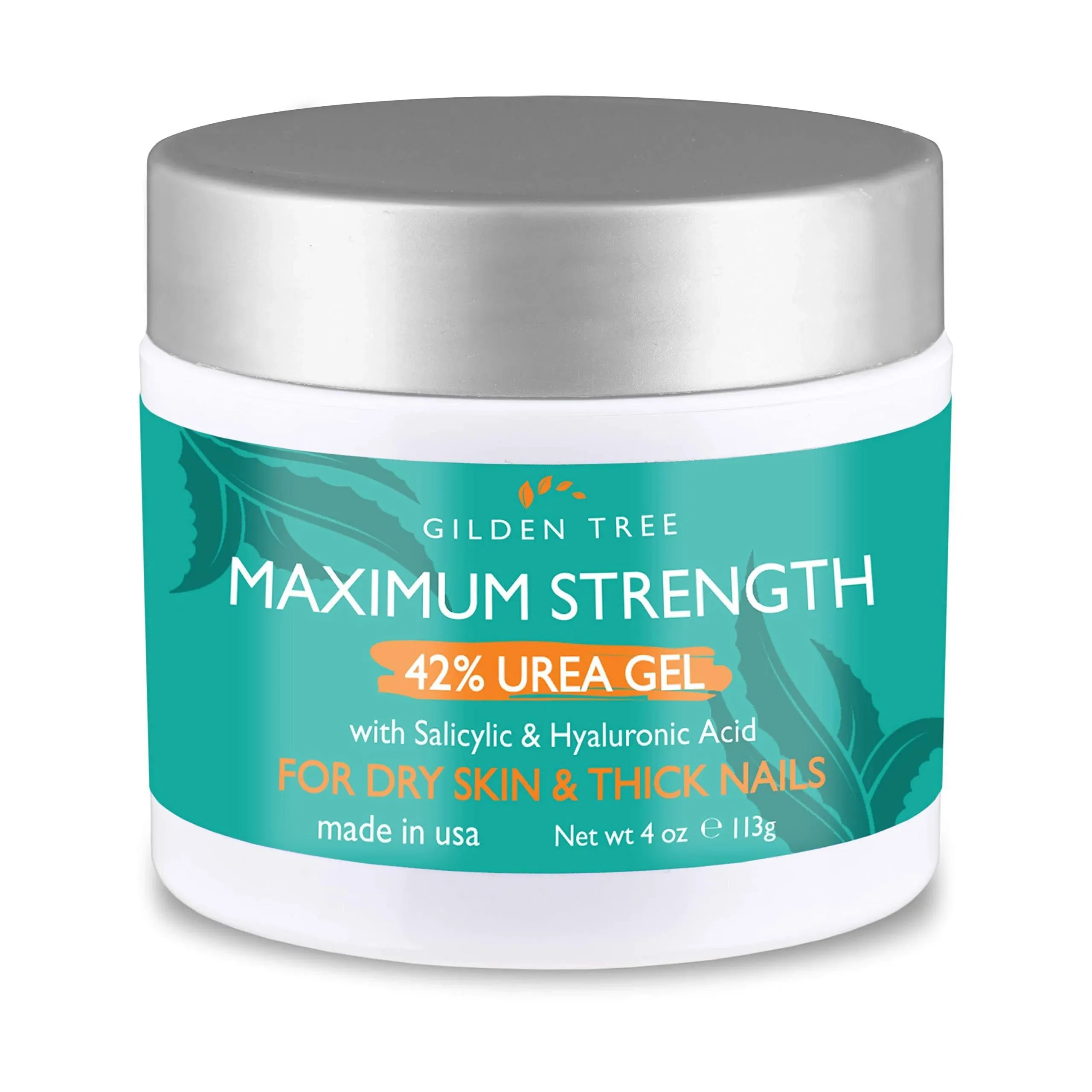 Gilden Tree Maximum Strength 42% Urea Gel with Salicylic & Hyaluronic Acid - Exfoliates Dry, Rough Dead Skin on Heels Feet Elbows Knees + Softens Thick Painful Nails, Helps Rid Toenail Fungus 1 Jar