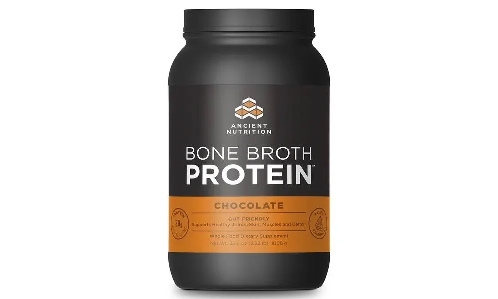 Ancient Nutrition Bone Broth Protein Powder, Chocolate - 35.6 oz canister