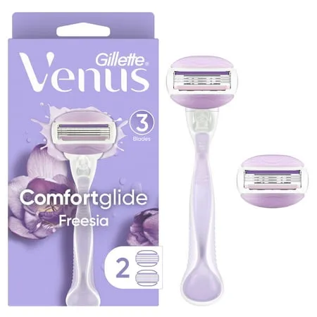 Gillette Venus ComfortGlide Freesia Women's 3 Blade Razor 1 handle +2 refills2D