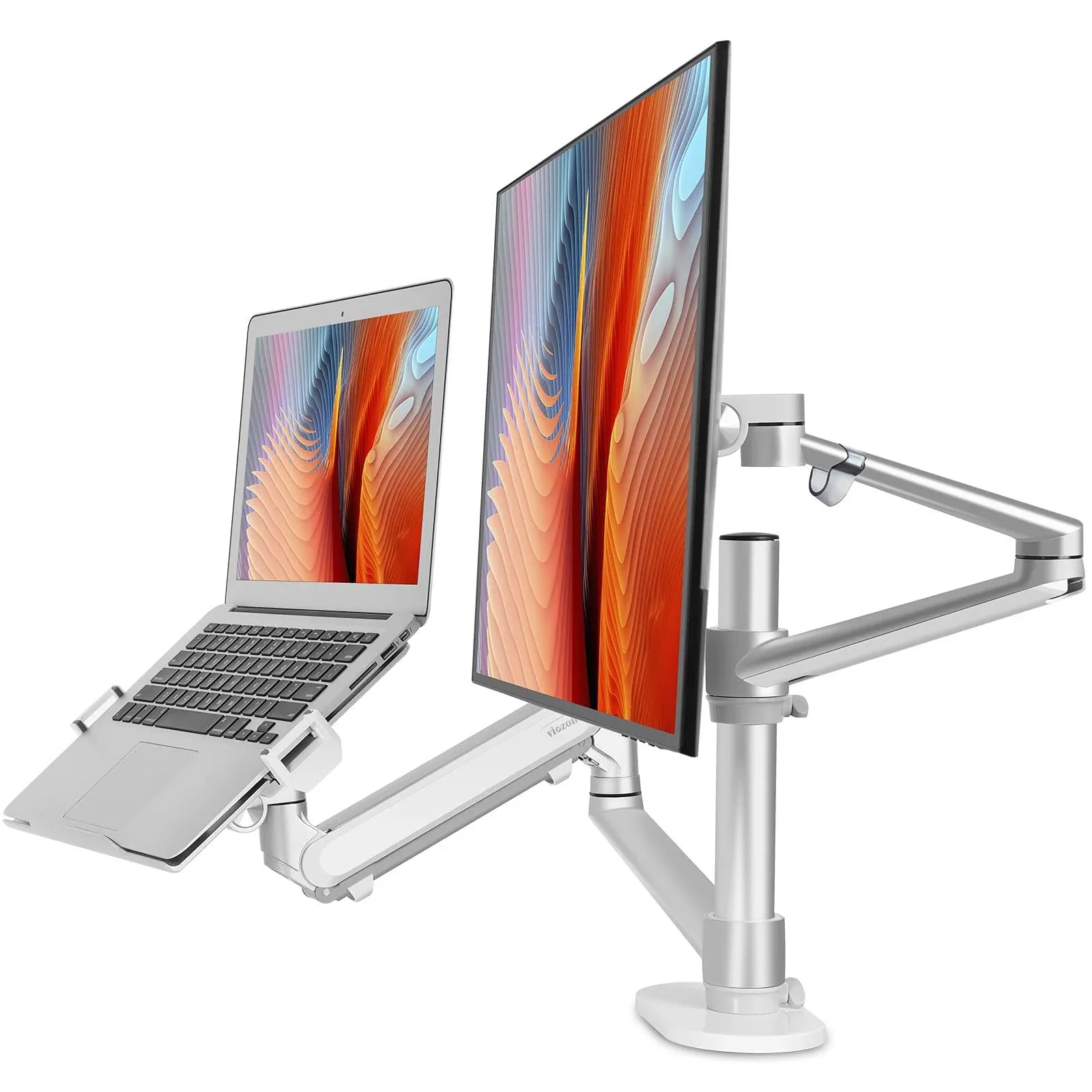 Viozon Monitor and Laptop Mount, 2-in-1 Adjustable Dual Monitor Arm Desk Stand ...