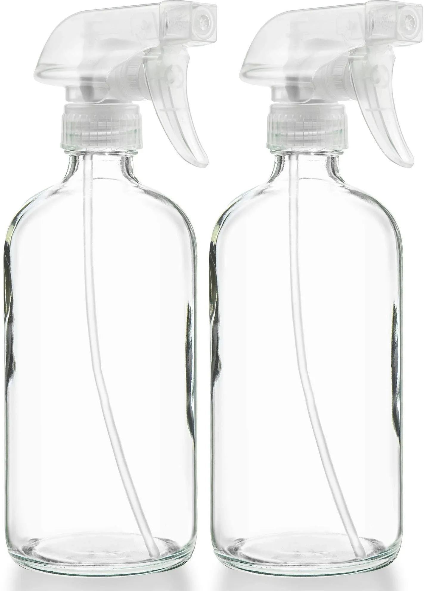Flacons pulvérisateurs vides en verre transparent de Sally's Organics® - Contenants rechargeables de 16 oz pour huiles essentielles, produits de nettoyage, aromathérapie, brumisation des plantes ou cuisine - Pulvérisateur avec brume et jet - Lot de 2