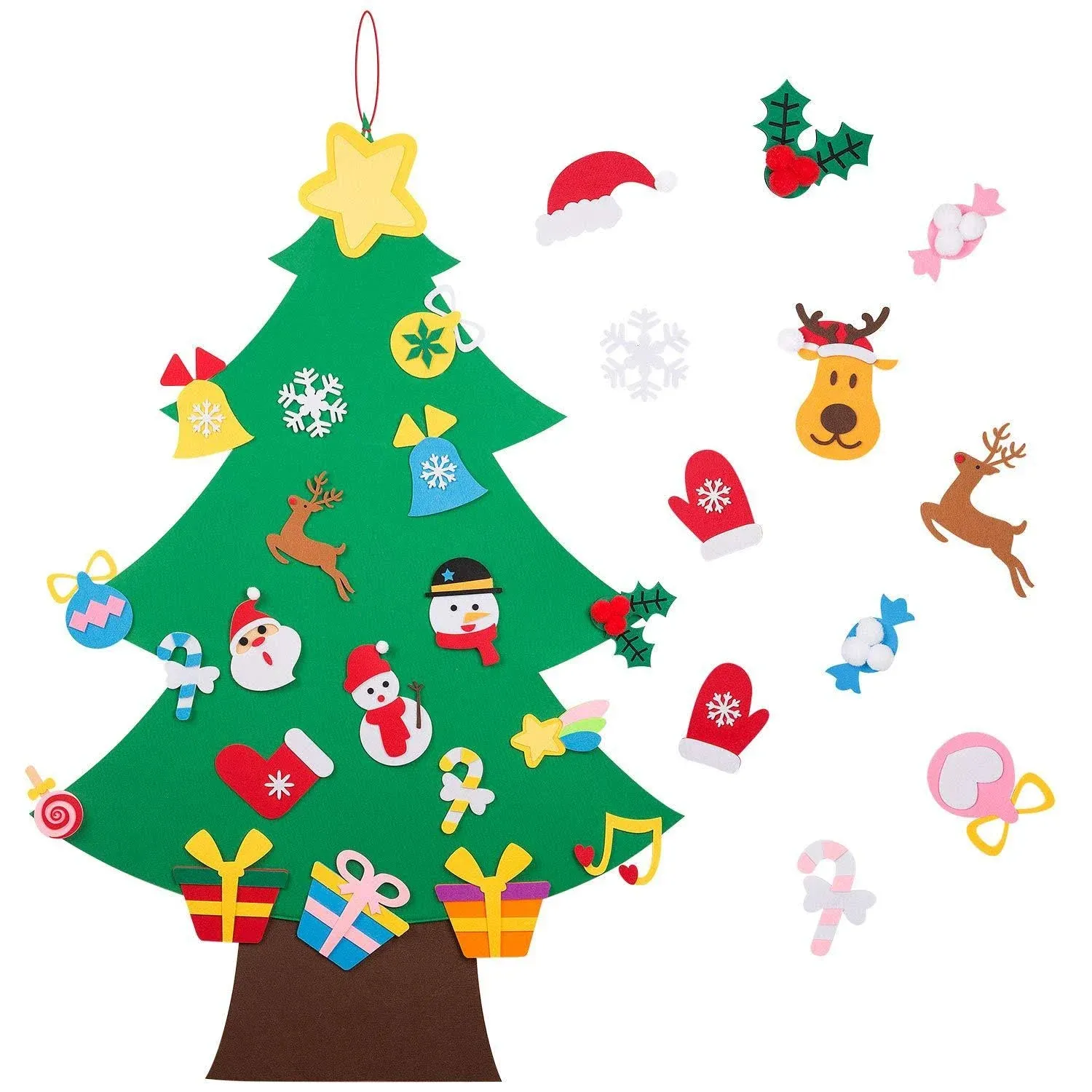 TOBEHIGHER Felt Christmas Tree - 3.6 ft 3D DIY Set for Kids with 33 Pieces of ...