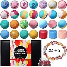 Bath Bombs - 25 Extra Large Pcs + 3 Bubble Bars, Bubble Bath Shower Salts for