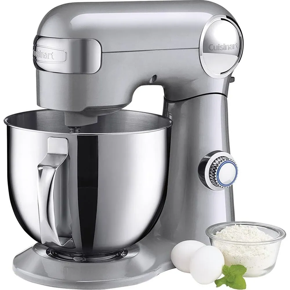 Cuisinart SM-50BC 5.5-Quart Stand Mixer Brushed Chrome Silver Lining Bundle with 1 YR CPS Enhanced Protection Pack