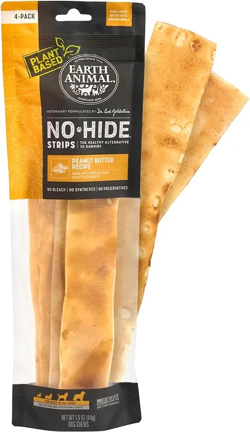 Earth Animal Dog No Hide Peanut Butter Strips 4-Pack
