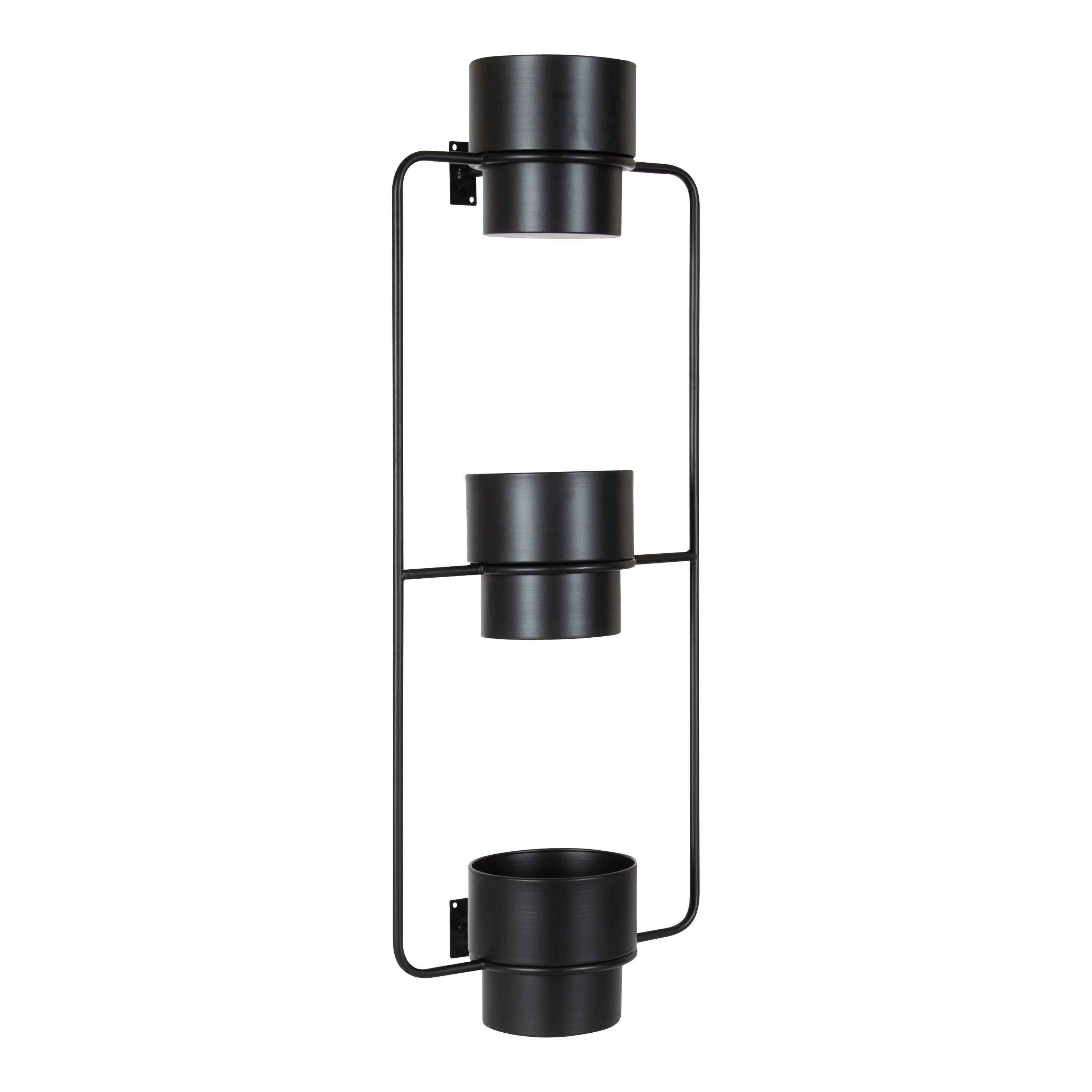 Kate and Laurel Ascher Modern 3-Pot Vertical Planter, 13 x 9 x 36, Black, Decorative Hanging Wall Planter
