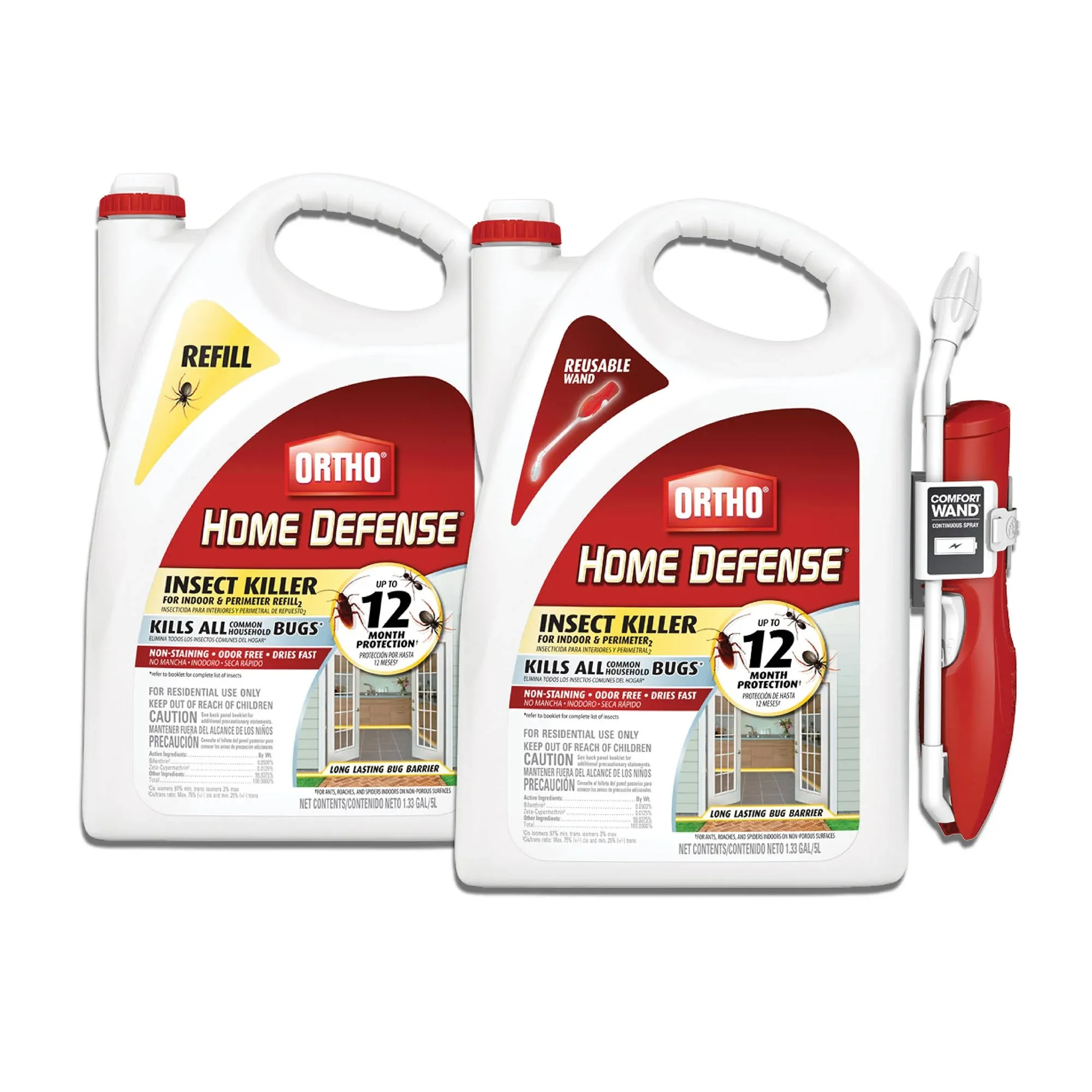 Ortho Home Defense Insect Killer for Indoor & Perimeter2 and Refill Bundle: Long Lasting Bug Barrier, Kills Ants, Roaches, Spiders, 1 gal.