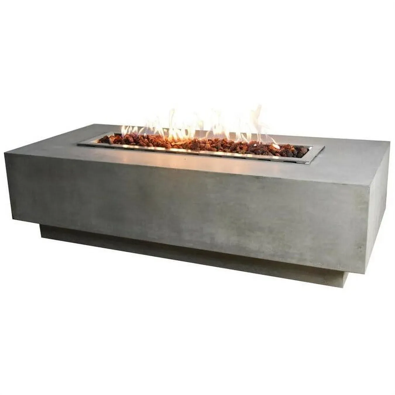Elementi Granville Gas Fire Pit Cast Concrete Fire Table, Outdoor Fire Pit Electronic Ignition | Canvas Cover, Lava Rock included | Free AMS Wind Guard & Table-top Firepit | Light Gray (Natural Gas)