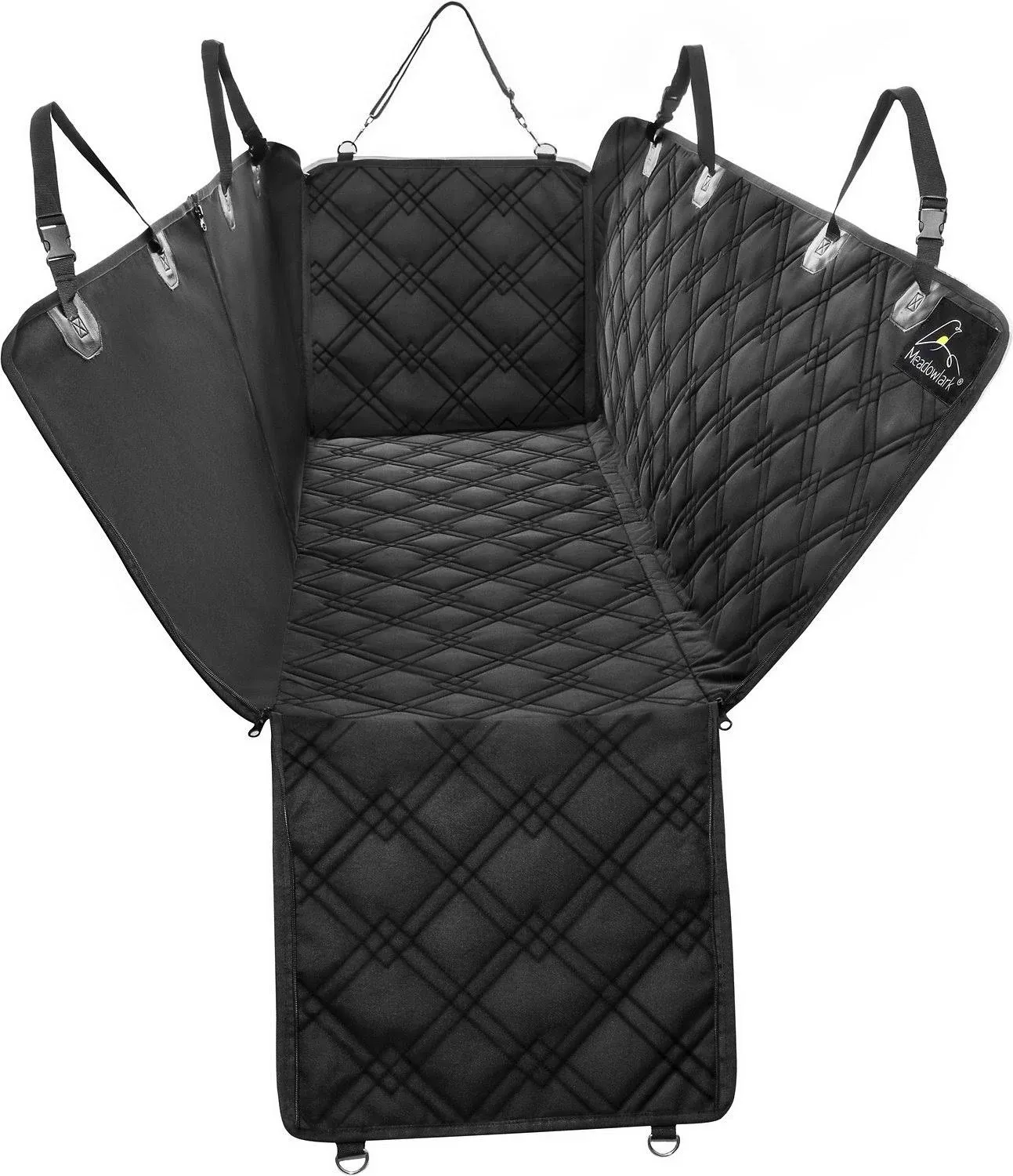Dog Car Seat Cover, Heavy Duty Non-Slip Dog Hammock, Extra Padded & Water-Resistant Back Seat Protector for Cars, Trucks & SUVs (58" W x 54" L) by Meadowlark