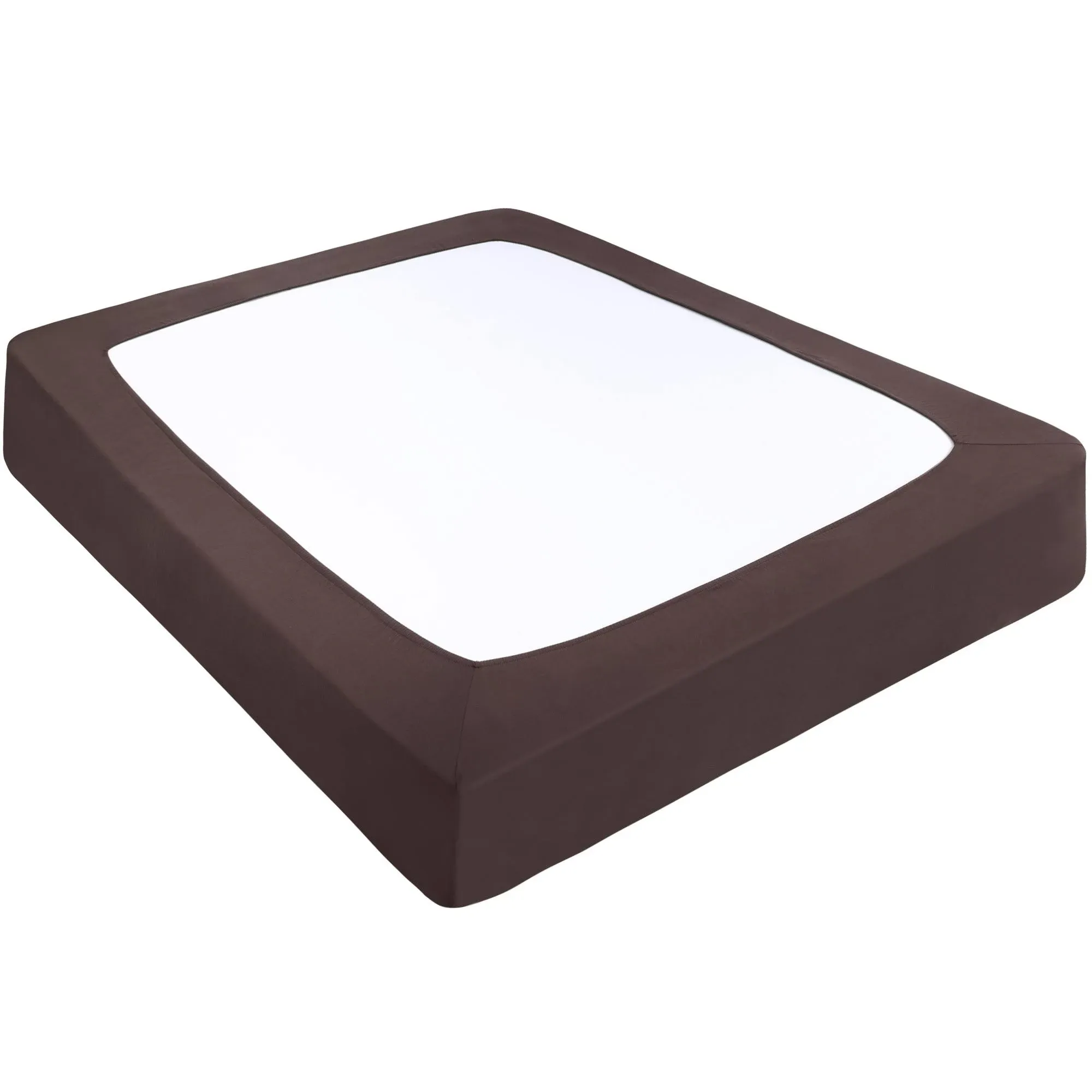 Piccocasa Box Spring Cover Stretchy Fabric Wrap Around 4 Sides Bed Skirt Wrinkle Free for Home Brown King