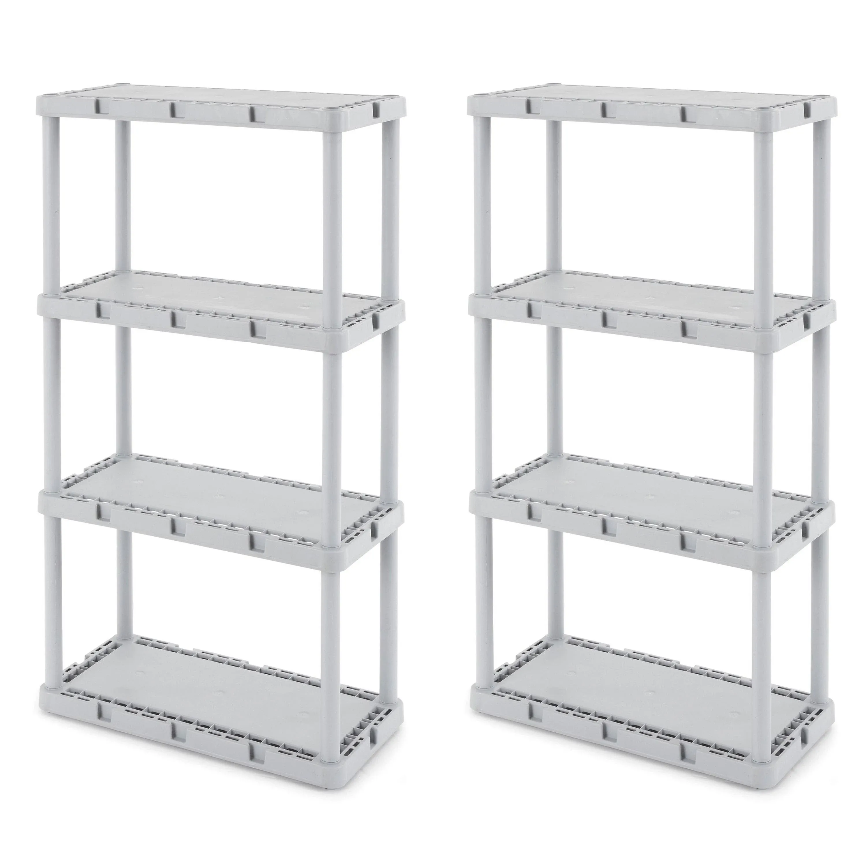 Gracious Living 4 Shelf Knect-A-Shelf Ventilated Light Duty Storage Unit 24 x12 x 48 Organizer for Home, Garage, Basement & Laundry, White (2 Pack)