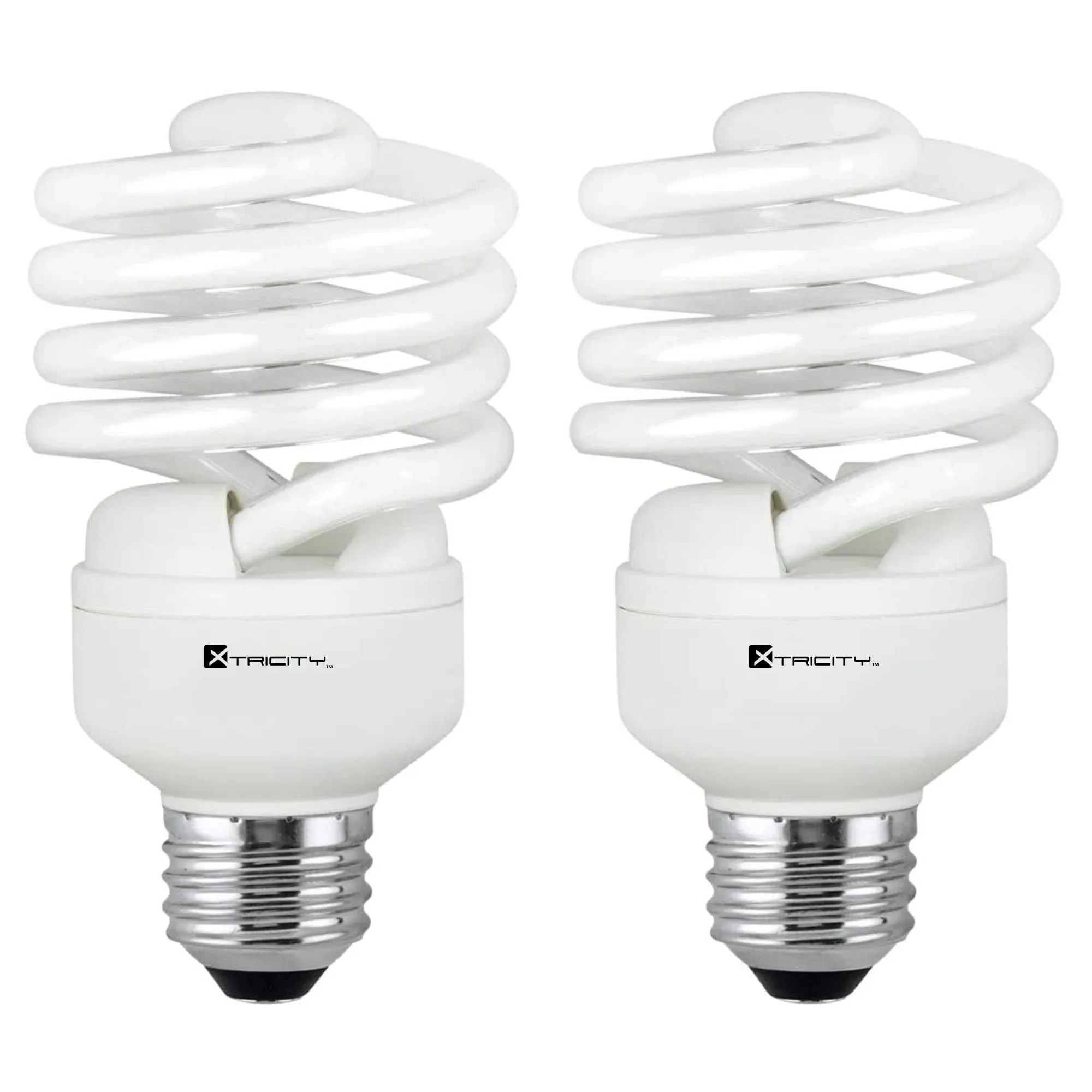 Xtricity Compact Fluorescent Light Bulbs T2 Spiral, E26 Base, 23W (100W Equivalent), 5000k Daylight, 1520 Lumens, CFL, 120V - UL Listed, (2 Pack)