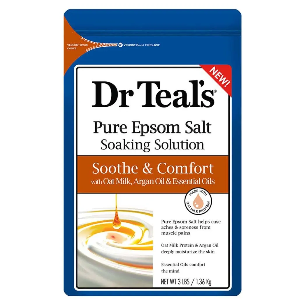 Dr Teal's Pure Epsom Salt, Soaking Solution, Soothe & Comfort - 3 lbs (1.36 kg)
