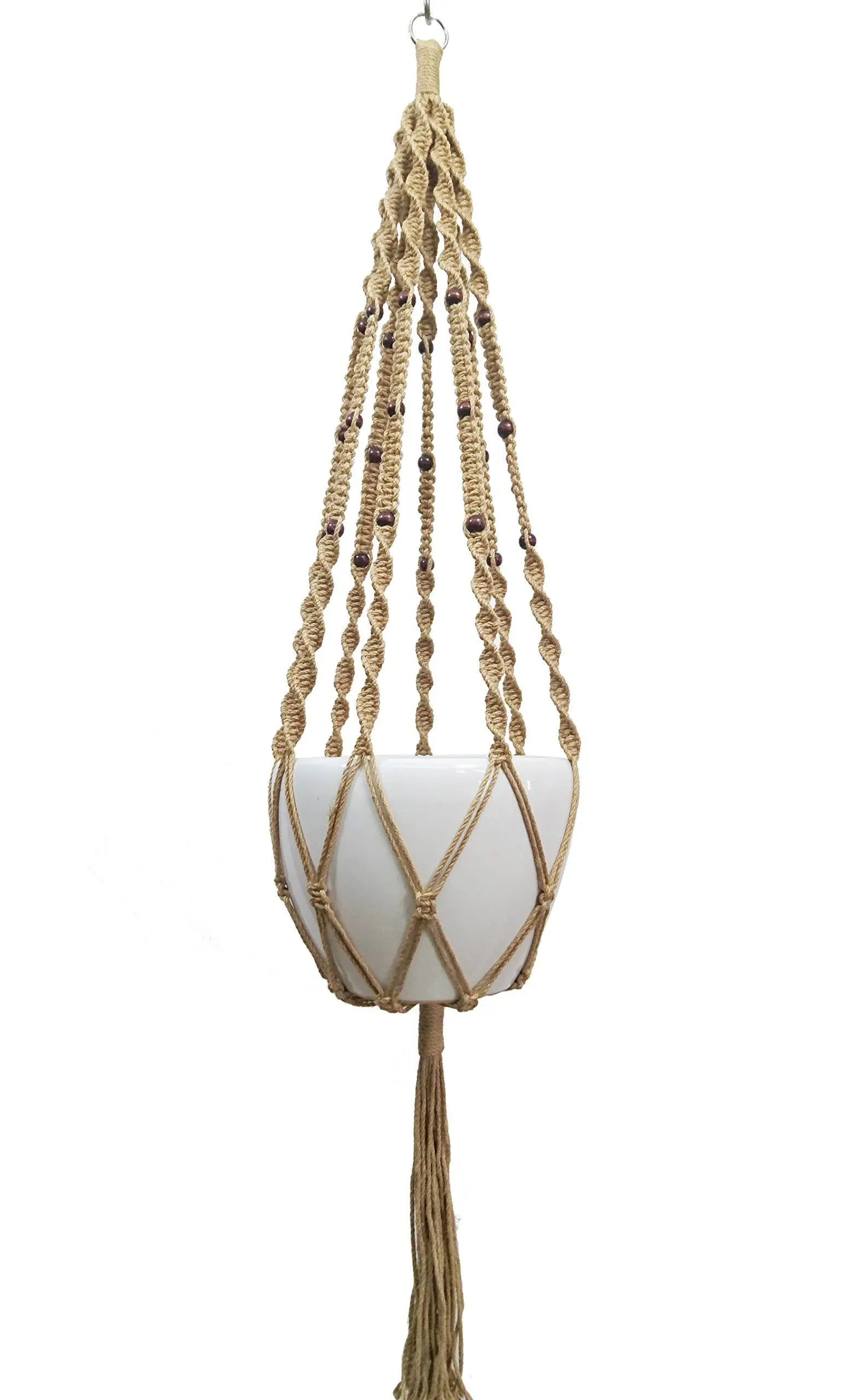 Natural Hemp Rope Macrame Plant Hangers 8 Legs 63 Inch for 12-13 inch Pot
