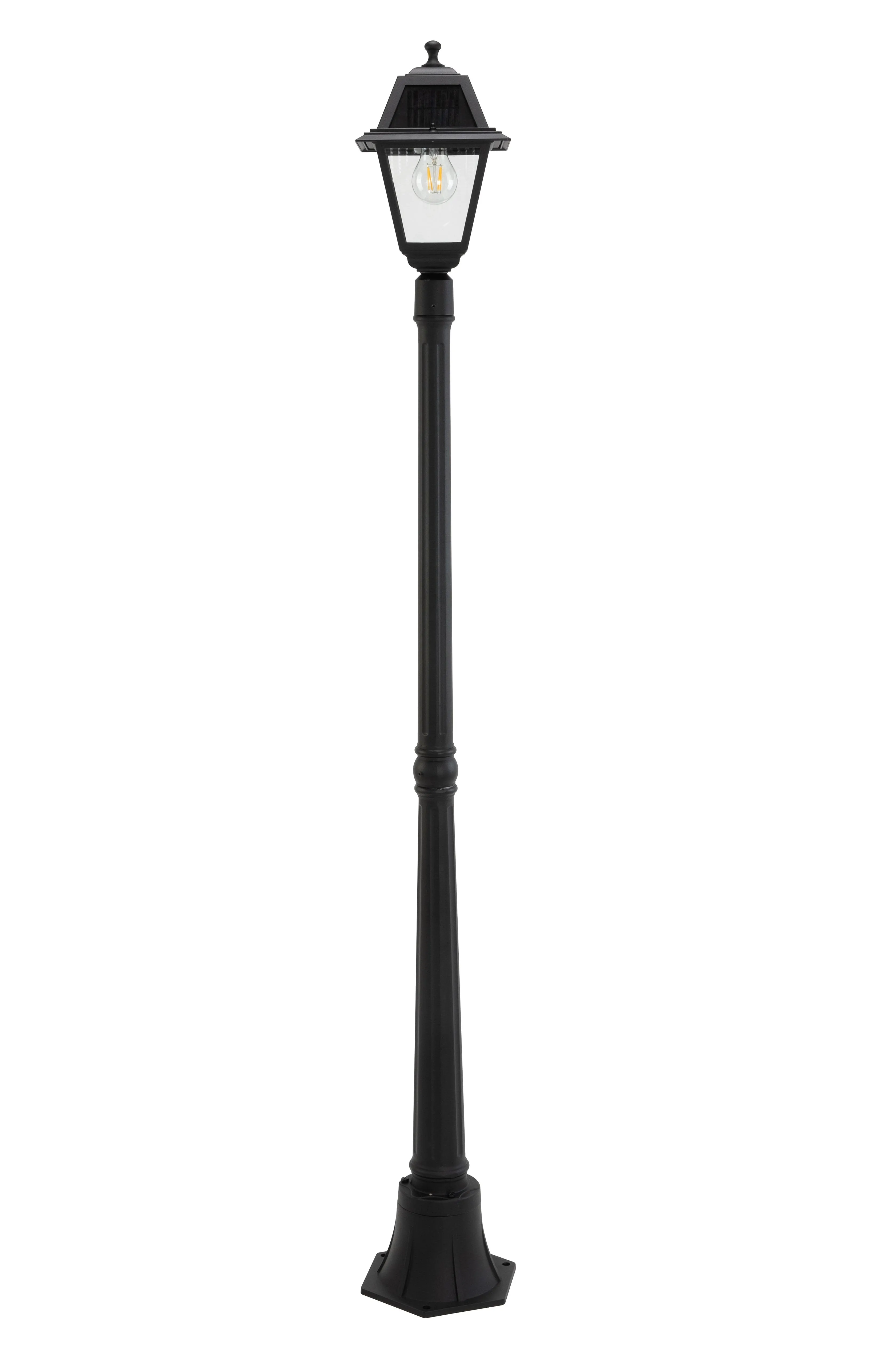 1-Light Black Dusk to Dawn Cast Aluminum Solar Outdoor Post Light with Integrated LEDs