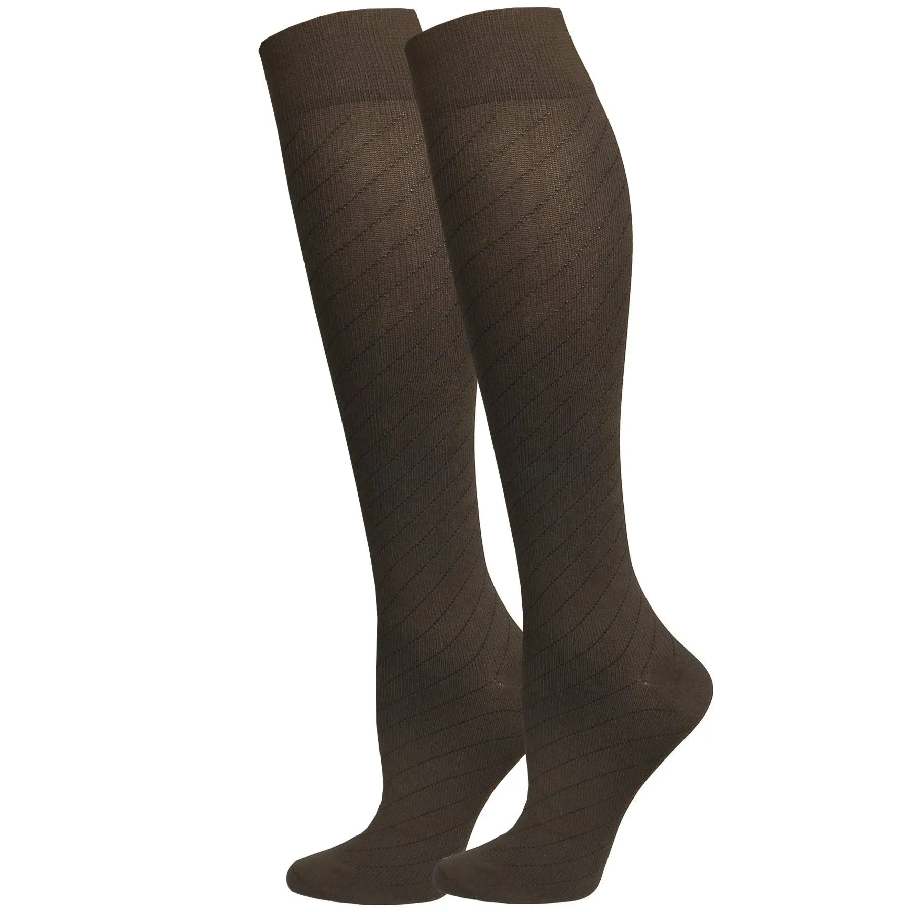 NuVein 15-20 mmHg Travel Compression Socks for Women & Men to Reduce Swelling, Knee High, Closed Toe, Brown, Small