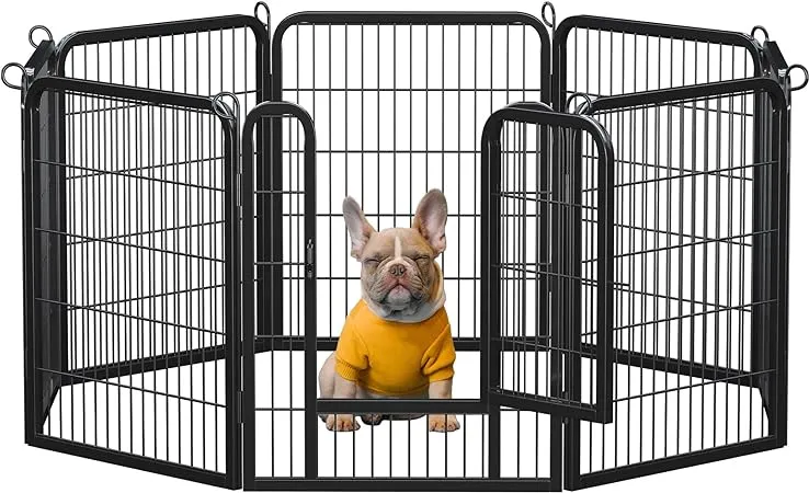 Yaheetech Dog Playpen Outdoor, 8 Panels 32" Pet Fence Puppy Pen for RV/Christmas