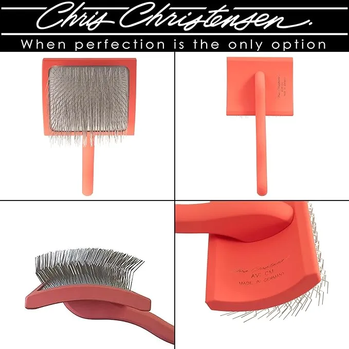 Chris Christensen Baby G Dog Slicker Brush for Dogs (Goldendoodles, Labradoodles, Poodles), Groom Like a Professional, Fluff Detangle Style, Saves Time Energy, Coral, Small