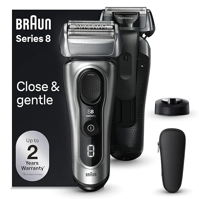 Braun Series 8 Electric Shaver for Men, with 4+1 Shaving Elements & Precision Long Hair Trimmer, Close & Gentle Even On Dense Beards, Wet & Dry