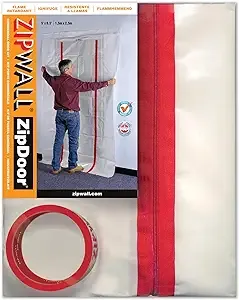 Zipwall ZDC ZipDoor Dust Barrier Door Kit, 4 ft L, 8 ft W, Plastic, Clear