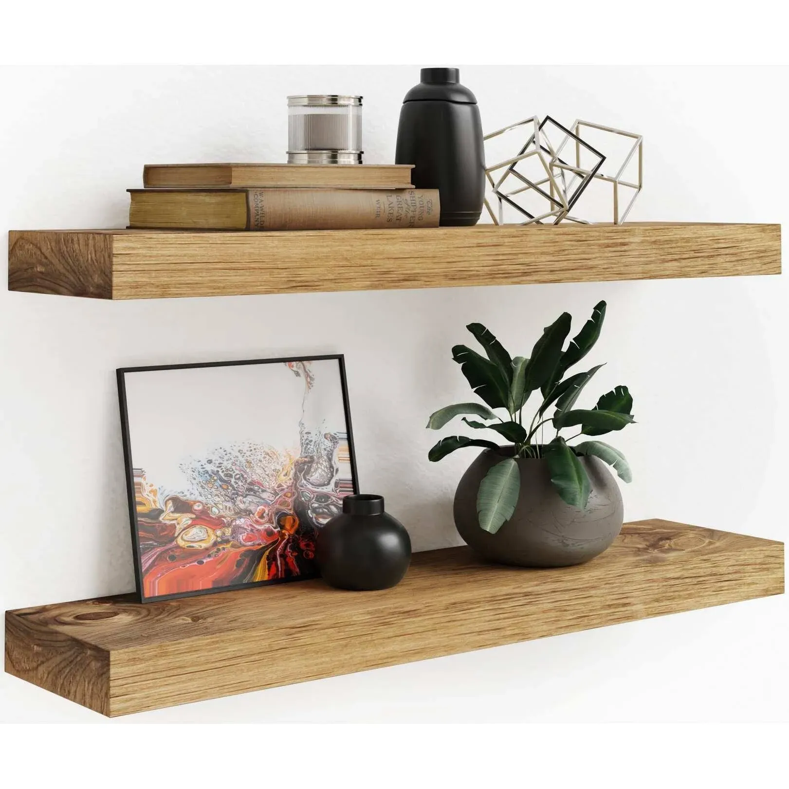 Imperative dcor Rustic Wooden Floating Wall Shelves (Set of 2) Grey 15 inch x 5.5 inch, Size: 15 x 5.5, Gray