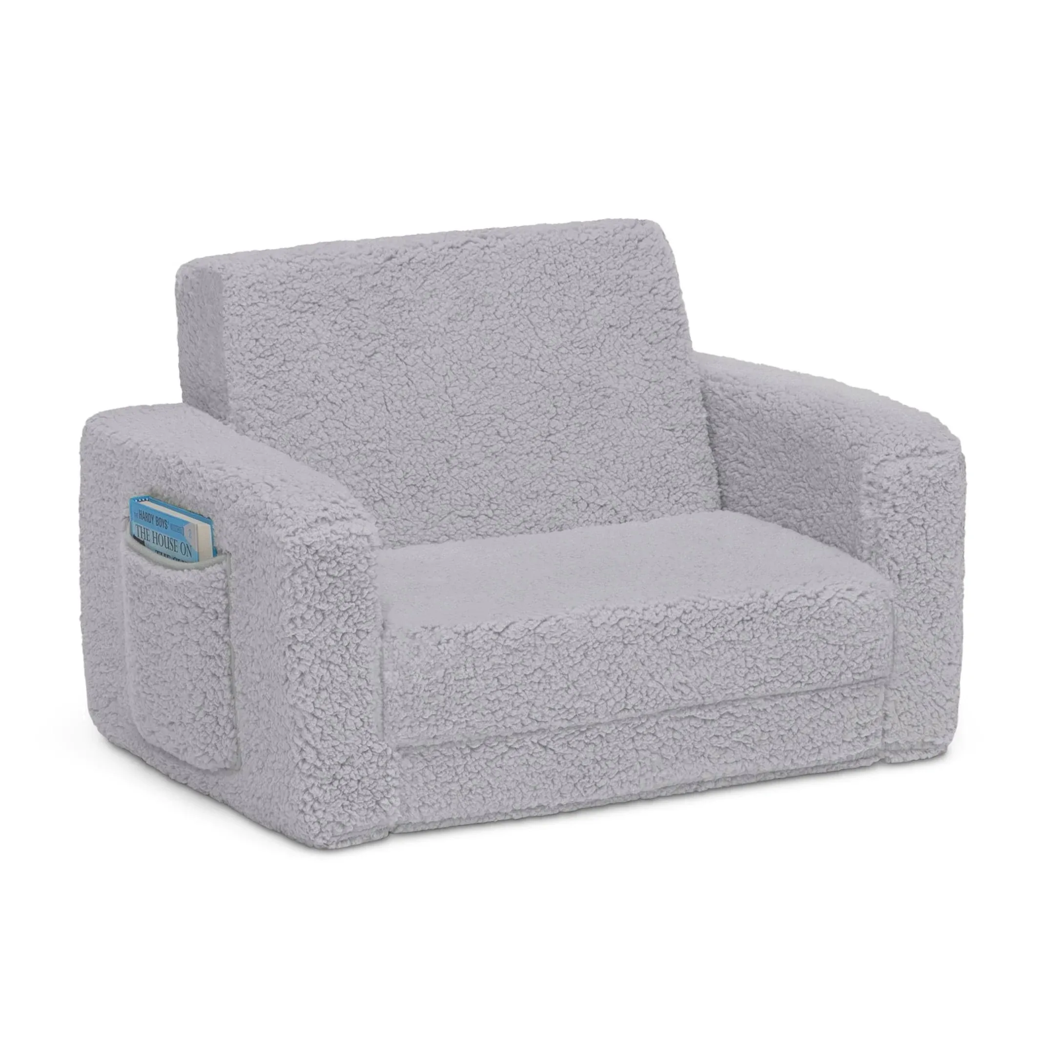 Delta Children Cozee Flip Out Sherpa 2 in 1 Convertible Chair to Lounger for Kids
