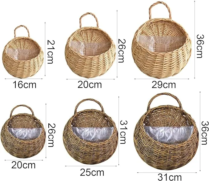 Wall Hanging Natural Wicker Flower Basket Flower Pot Planter Rattan Vase Basket