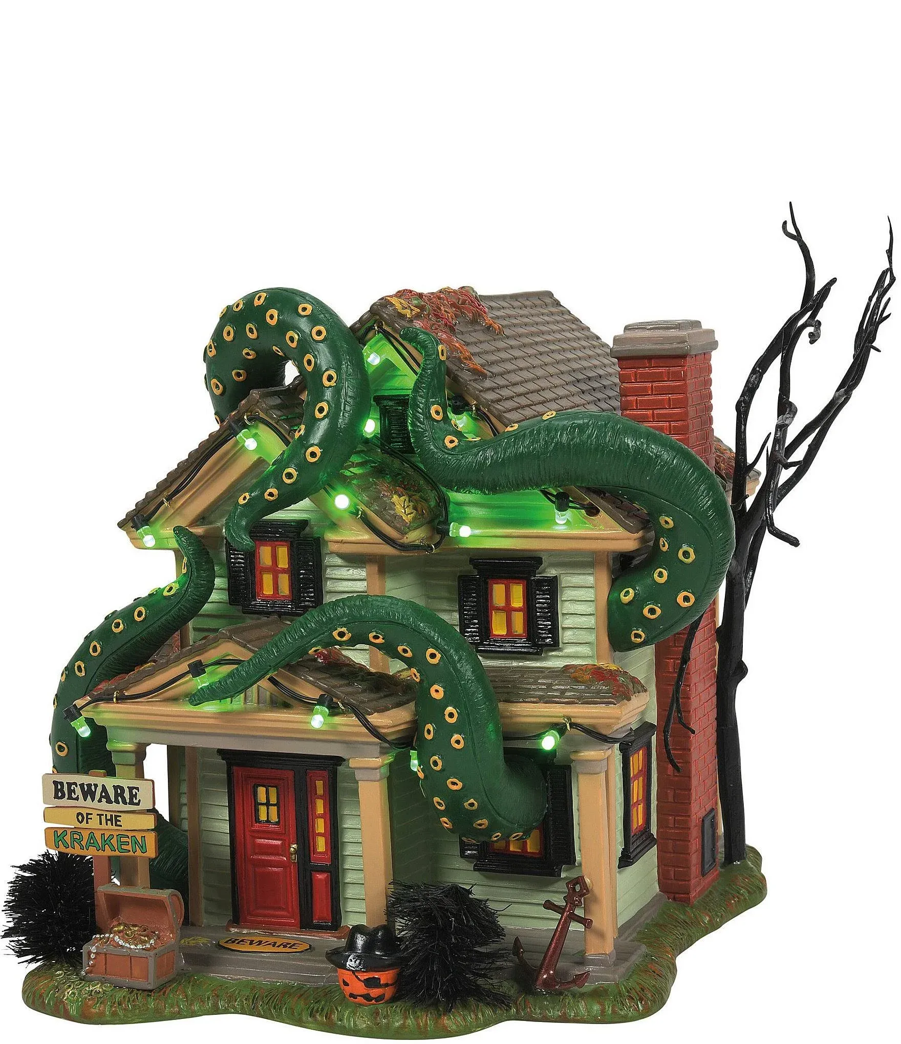 Department 56 Snow Village Halloween The Kraken House Lit Building, 7.64 Inch, Multicolor
