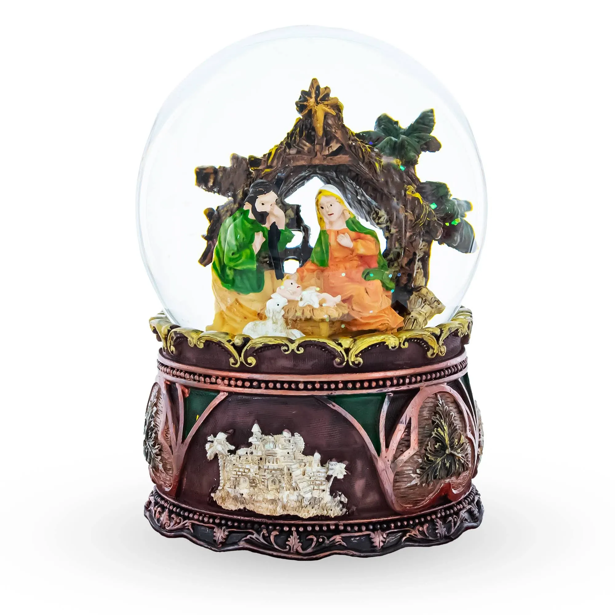 NATIVITY SCENE WATER GLOBE/MUSIC BOX PLAYS SILENT NIGHT