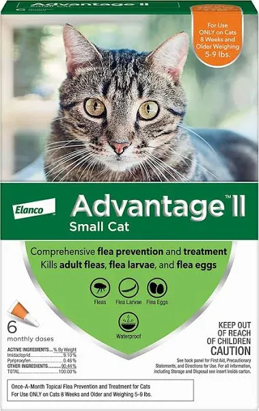 6 Pack, Advantage II for Small Cats (5-9 lbs)